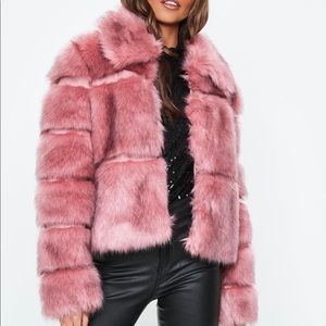 Missguided Blush Premium Faux Fur Coat